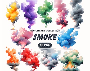 Smoke Clipart Collection, Exploding Smog PNG, Anime Style Smoke, Colorful Fumes Transparent Background Clipart, Free Commercial Use