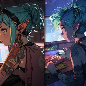 Lofi style cyberpunk elf