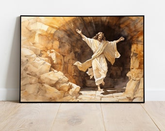 Jesus—I am the Resurrection and the life. Jesus Christ art, AI Art, Digital Painting, Christian art, AI Digital Art Print.