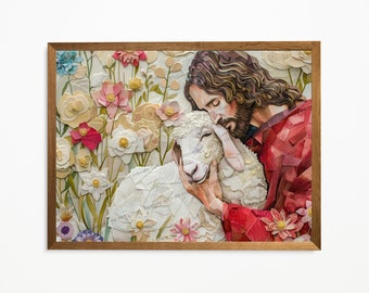 Jesus Christ—The Lamb of God, Digital Painting, Christian art, AI Digital Art Print.