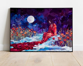 イエス - ゲッセマネの園での血の洗礼、デジタル絵画、キリスト教美術、AI デジタル アート プリント。