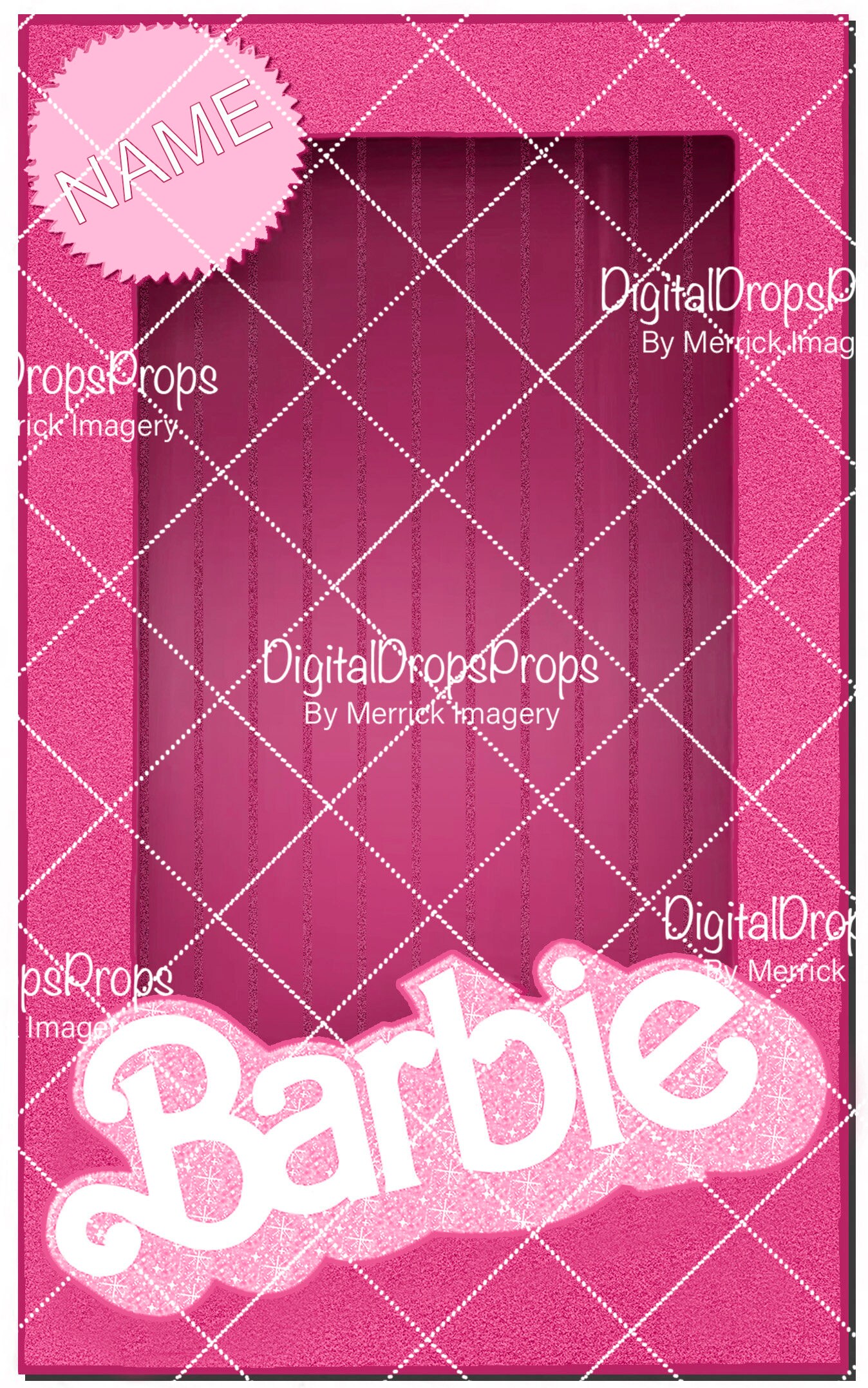 Barbie Inspired DIGITAL Backdrop Bundle Customizable PHOTOSHOP File Barbie Box. NOT a Physical
