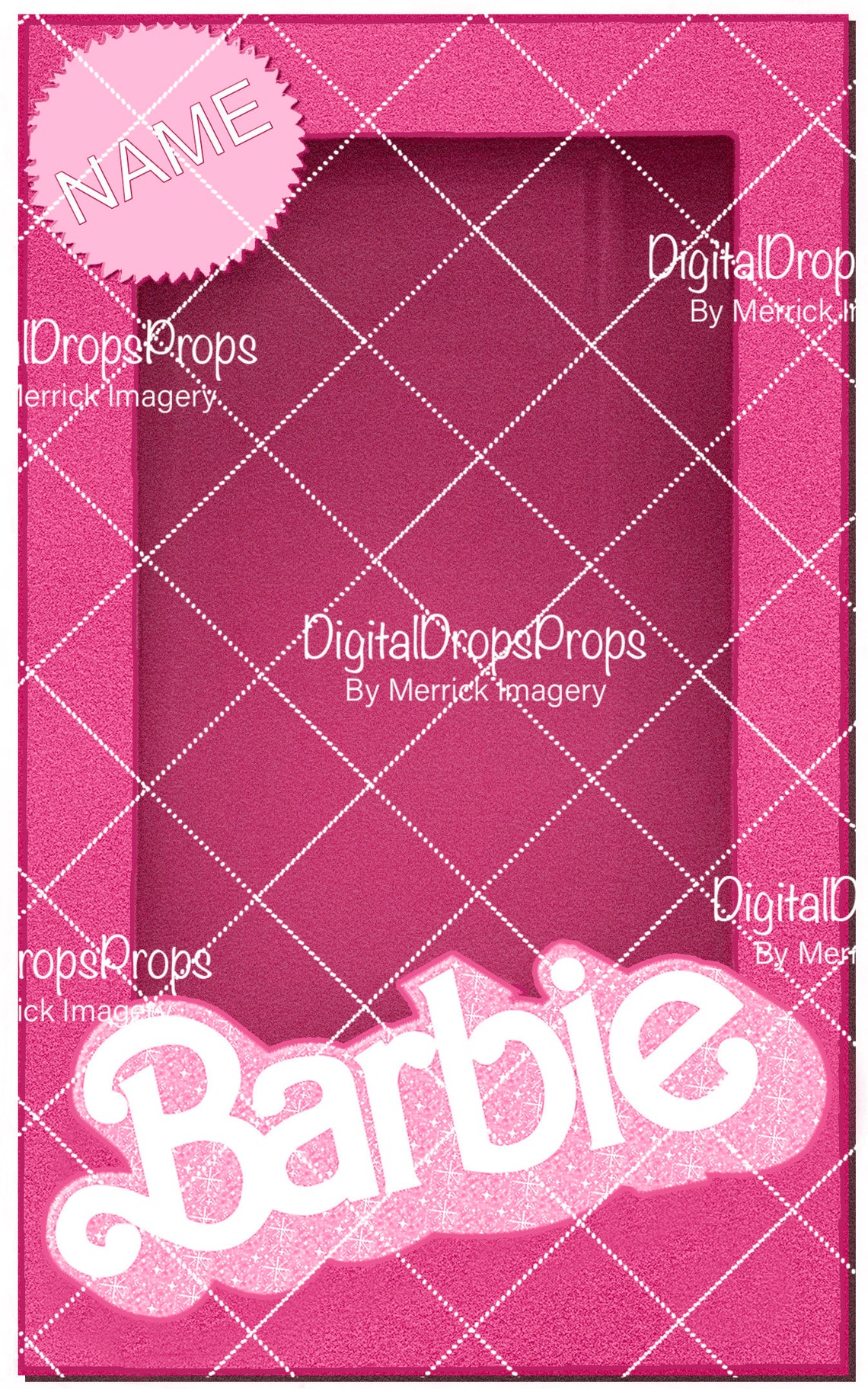 Barbie Inspired DIGITAL Backdrop Bundle Customizable PHOTOSHOP File Barbie Box. NOT a Physical