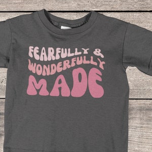 Maglietta per bambini spaventosamente e meravigliosamente realizzata, camicia per bambini Salmo 139, maglietta per bambini cristiani, maglietta con citazione biblica per bambini, maglietta con scritture per ragazze