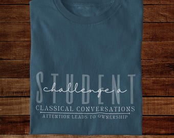 Camiseta Desafio de Conversas Clássicas para Estudantes, camiseta para crianças que educam em casa, camiseta de volta às aulas para estudantes, desafio para estudantes, camiseta para educação em casa