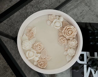 Bougie Roses beiges | | Bougie artisanale | Cire de soja écologique | Meilleur cadeau | Bougie florale | Cadeau d'anniversaire | Bougie parfumée | Idée cadeau | Décoration beige