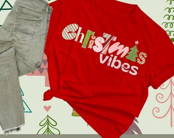 Christmas Vibes - T Shirt SVG Design Christmas Groovy multi color Holidays