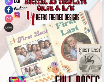 Retro Program Ad Template – 4 Page Canva Recital Brochure (Digital)