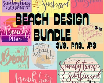 Beach Sun SVG PNG Bundle, Summer Designs (Digital Download)