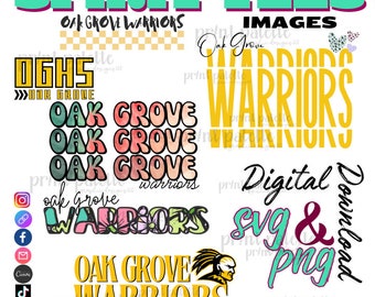 Oak Grove Warriors SVG PNG, Hattiesburg Design (Digital Download)