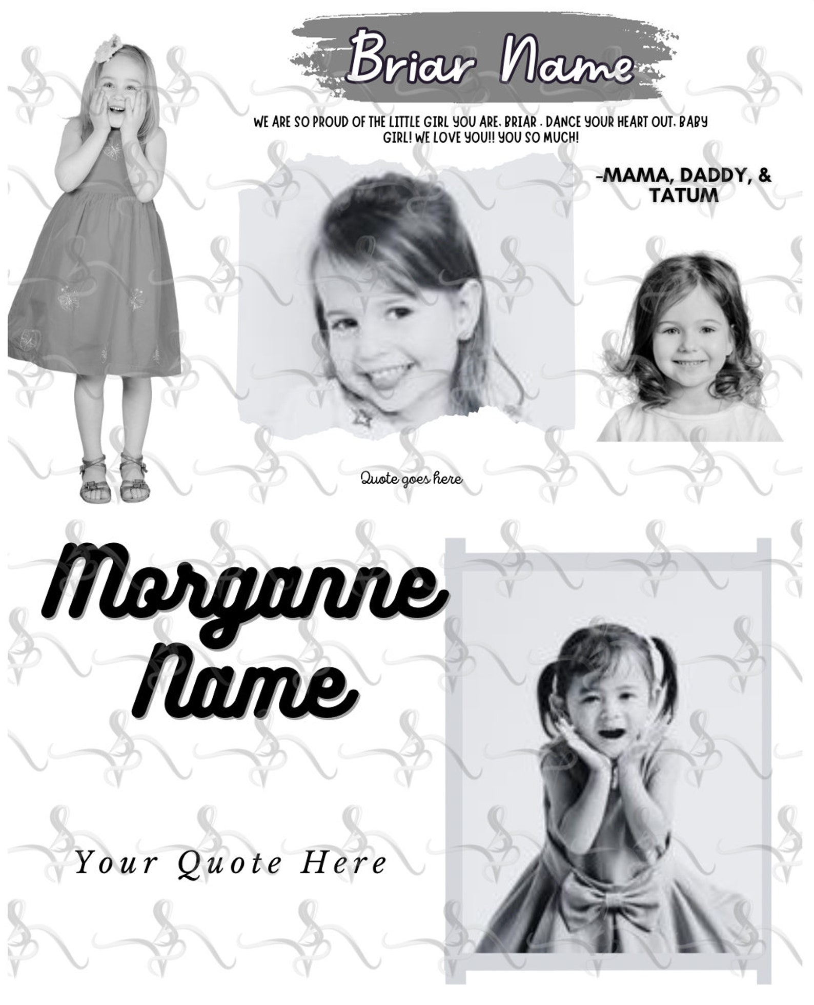 Recital Program Ad Template - Black & White, Editable Canva (10 Half ...