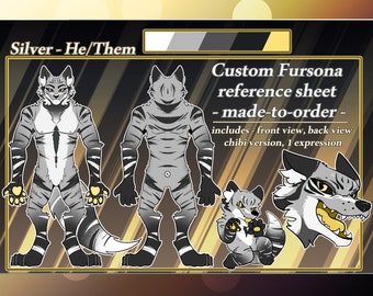 custom furry reference sheet commission - personalized full-body fursona original character digital art : Custom Furry Art with background