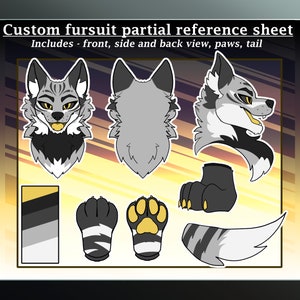 Custom Partial Fursuit Reference Sheet Commission Personalized Partial ...