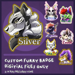 custom DIGITAL furry badge - personalized headshot furry commission original character digital art : custom furry printable convention badge
