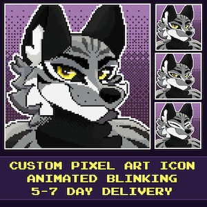 Icona di commissione animata di pixel art furry - arte digitale personalizzata lampeggiante di fursona: immagine del profilo di Furry Art personalizzata Pixel Art