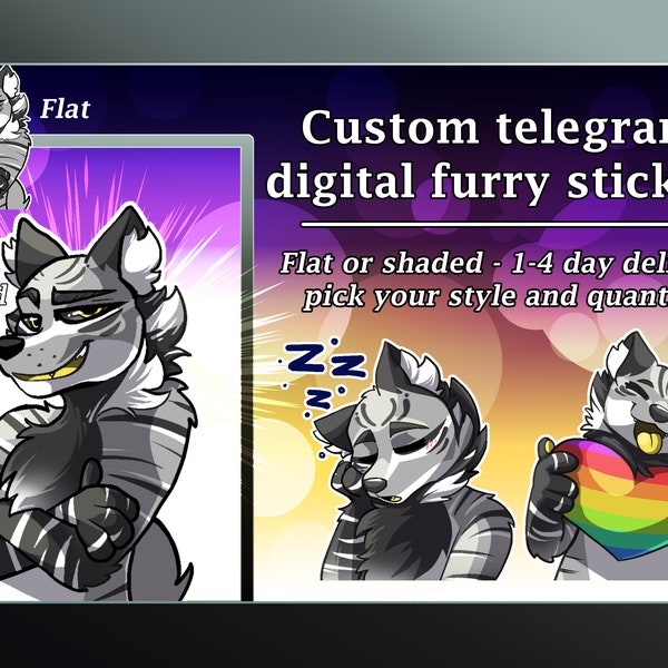telegram stickers - custom furry sticker for Telegram, made-to-order furry emotes digital stickers fursona pack - Telegram Digital Sticker