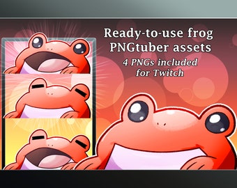 PNGtuber model cute red frog ready to use Veadotube mini for Twitch streaming original twitch persona