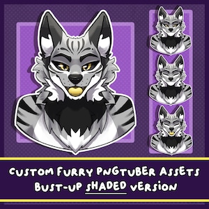 PNGtuber CUSTOM furry - made-to-order SHADED bust PNG character animation compatible with Veadotube mini Twitch streaming original twitch
