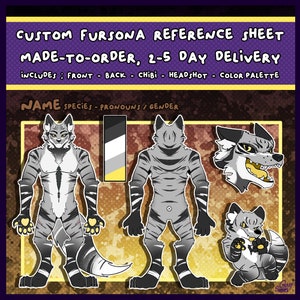 commissione di foglio di riferimento furry personalizzato - arte digitale personalizzata del personaggio originale fursona a figura intera: arte furry personalizzata con sfondo
