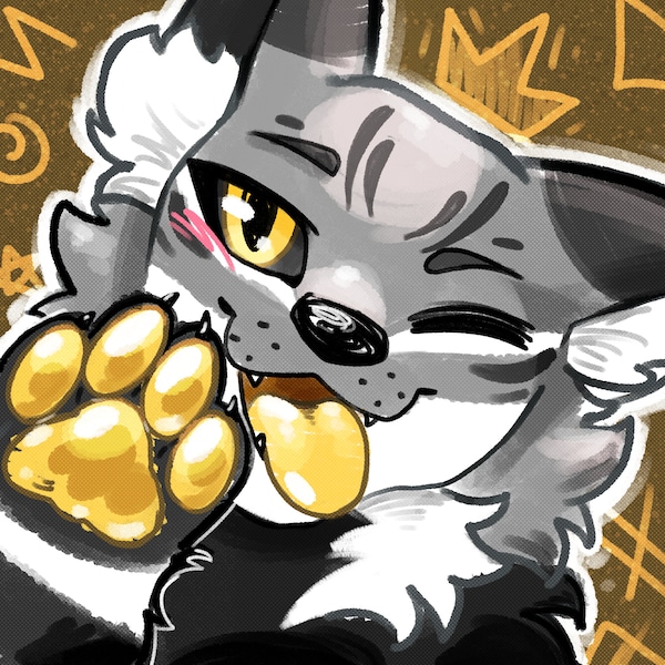 custom furry art commission - personalized profile picture icon fursona original character digital art : Cute Custom Furry Art