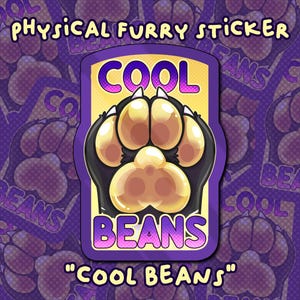 Furry sticker - Cool Beans sticker for furry fandom