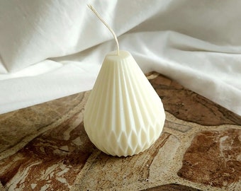 Pear Shape Candle, Natural Pillar Soy Candle