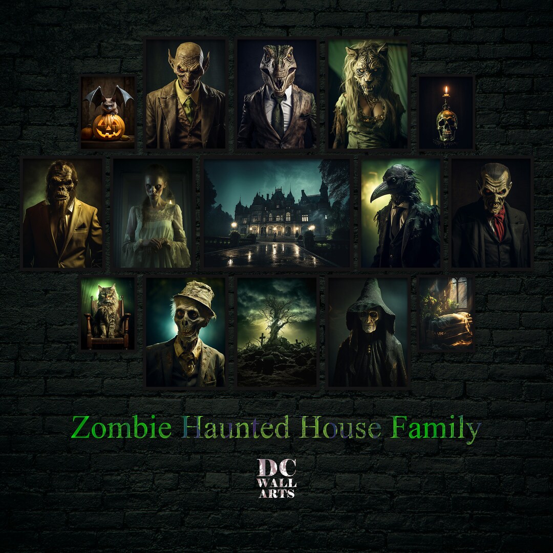 Zombie Wall Art Haunted House Family Set of 15 Mega Bandle Etsy