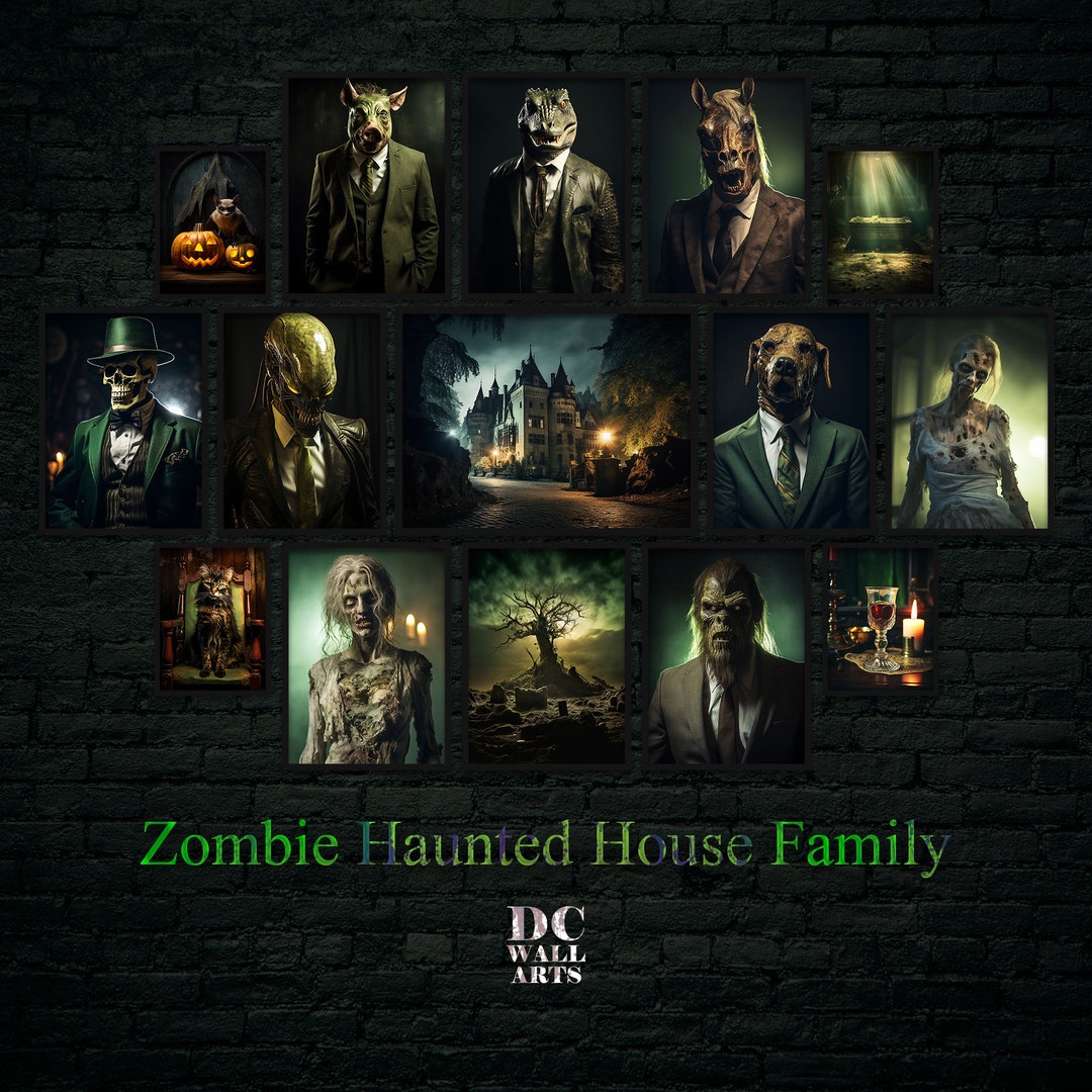 Zombie Wall Art Haunted House Family Set of 15 Mega Bandle Etsy