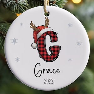 Name Letter Christmas Ornament, 2024 Christmas Ornament, Cute Custom Initial Christmas Ornament, Monogram Hanging Ornament for Christmas