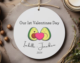 1st Valentines Day Romantic Avocado Ornament, Valentines Ceramic Ornament Gift, First Valentines Day Boyfriend Keepsake, Gift for Husband