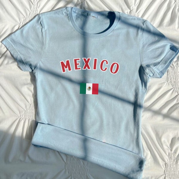 Mexico Baby Tee y2k, Cute Baby Tee, Coquette Bow Tee, y2k Baby Tee, 90s Baby Tee, y2k Clothing, Mexico Flag Soccer Shirt, Hispanic Gift