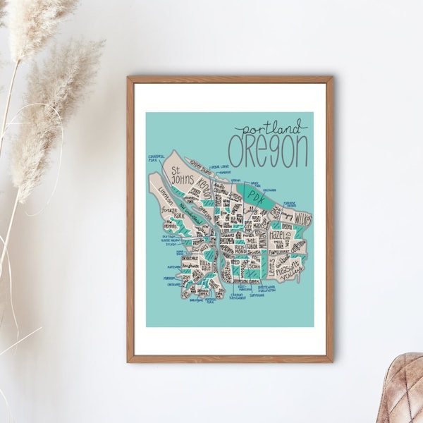 Portland Oregon Hand drawn map