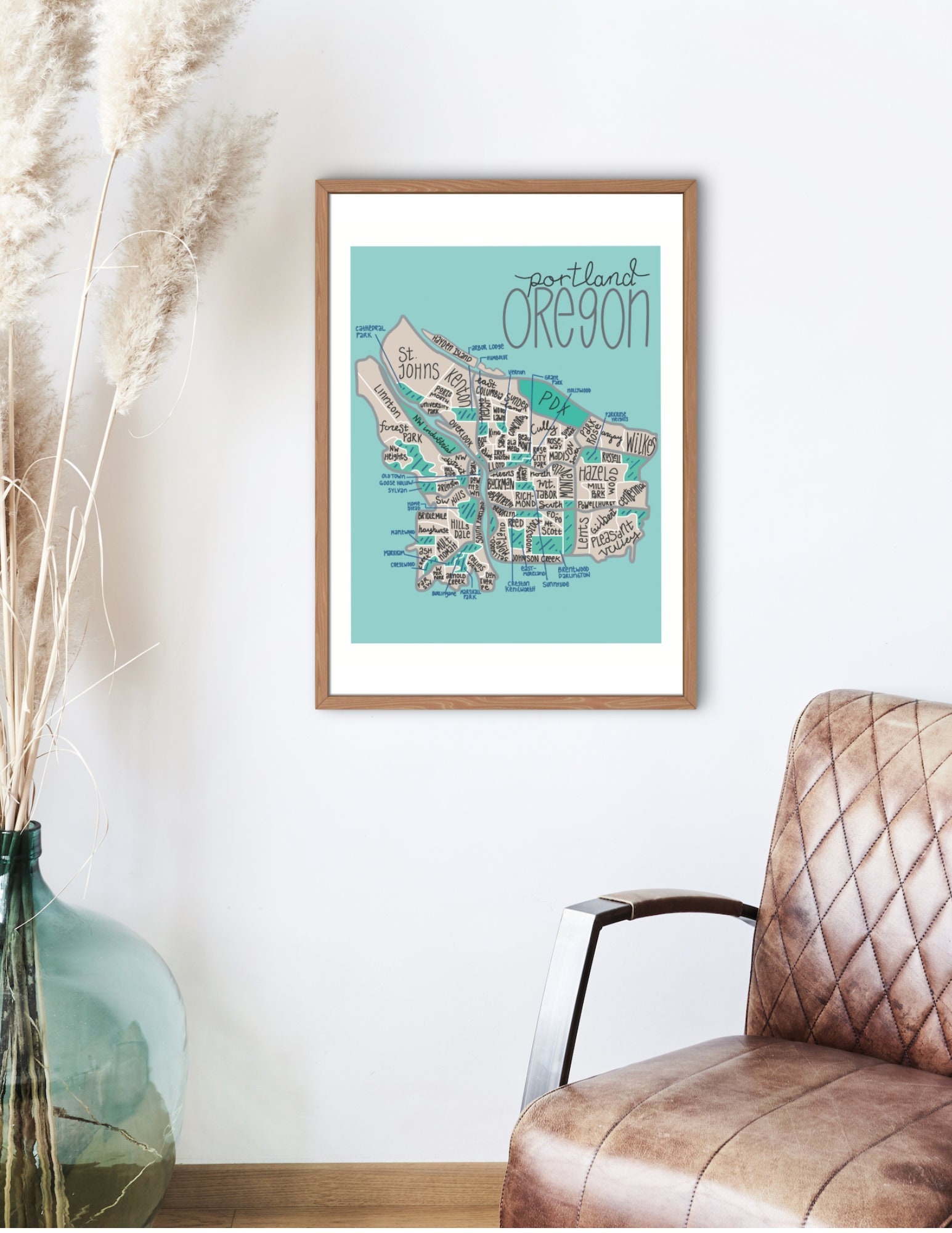 Portland Oregon Hand Drawn Map - Etsy
