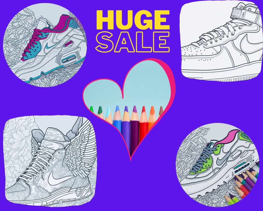 Digital Colouring Pages; 24 NEW Sneaker Printable Pages - Etsy