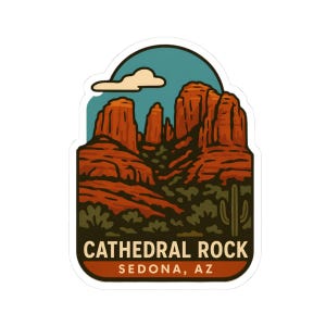 Cathedral Rock Kiss-Cut Stickers | Sedona, AZ, Scenic Nature Decals, Laptop Stickers, Gift for Outdoor Lovers, AZ Souvenirs