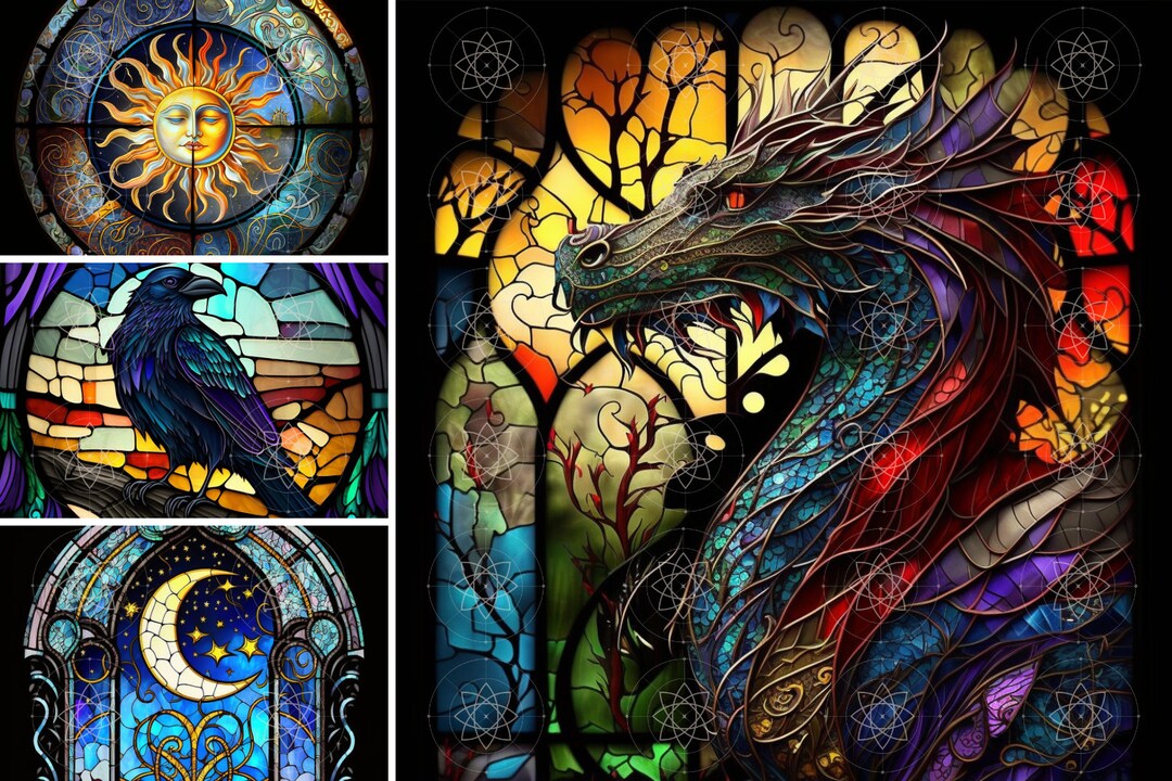 Fantasy Stained Glass PNG, Fantasy Stained Glass Background, Elements