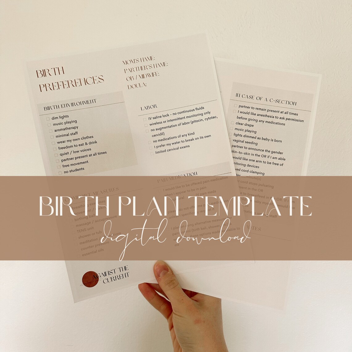 Birth Plan Template - Etsy
