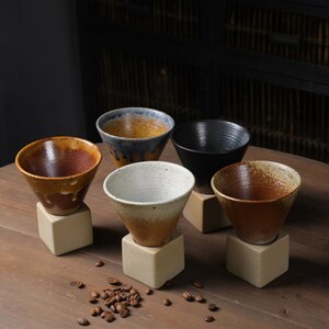 Ceramic Coffee Tea Cone Cup Drinking Utensil Japanese Style Rough Pottery Mug Minimalist Handmade Pottery Mug, handmade mug,