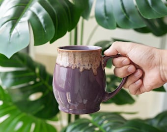 Purple Ceramic Mug 24oz, Big handle from comfortable handling