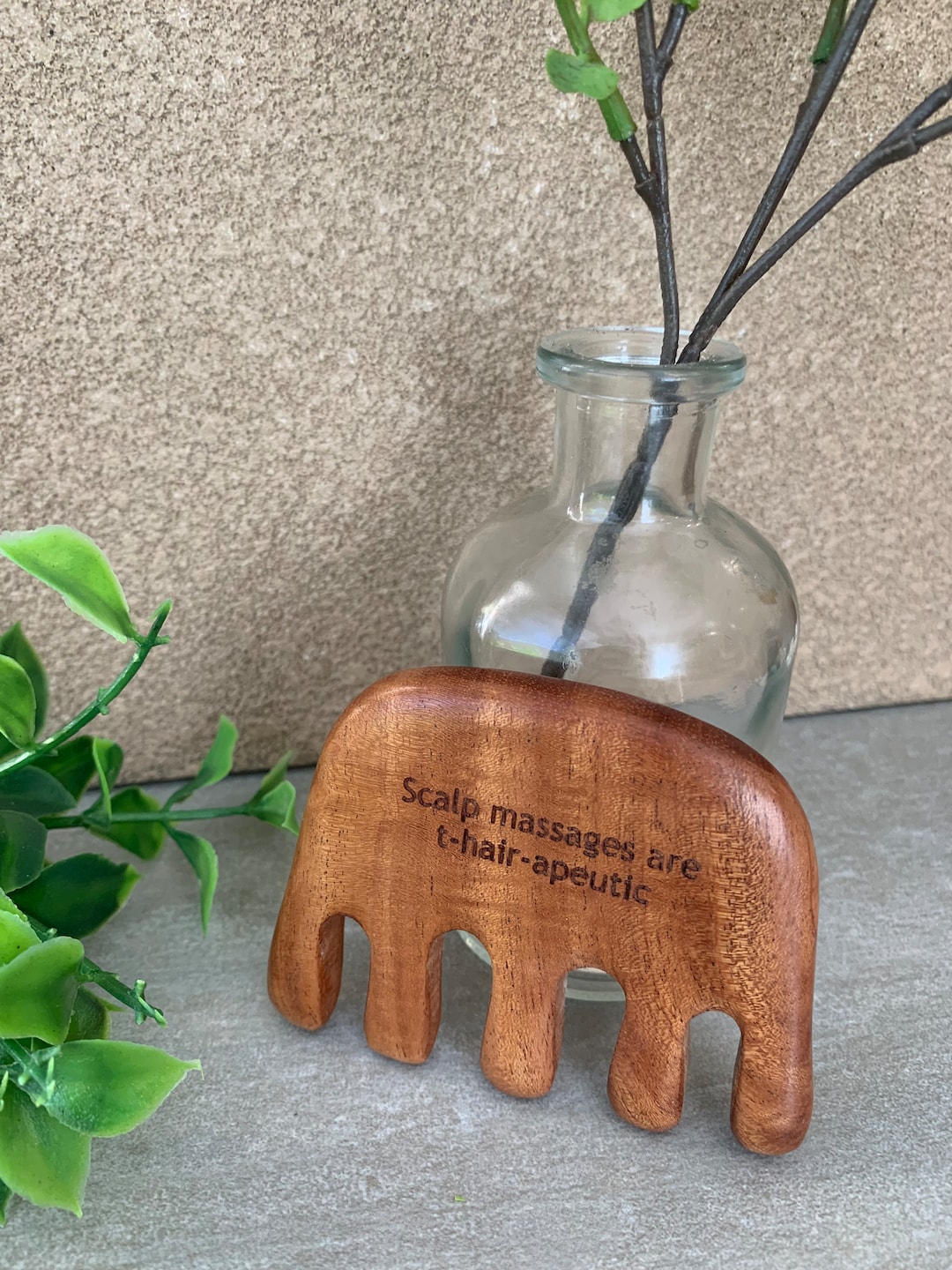 Neem Wood Scalp Massager I Wood Gua Sha Comb - Etsy