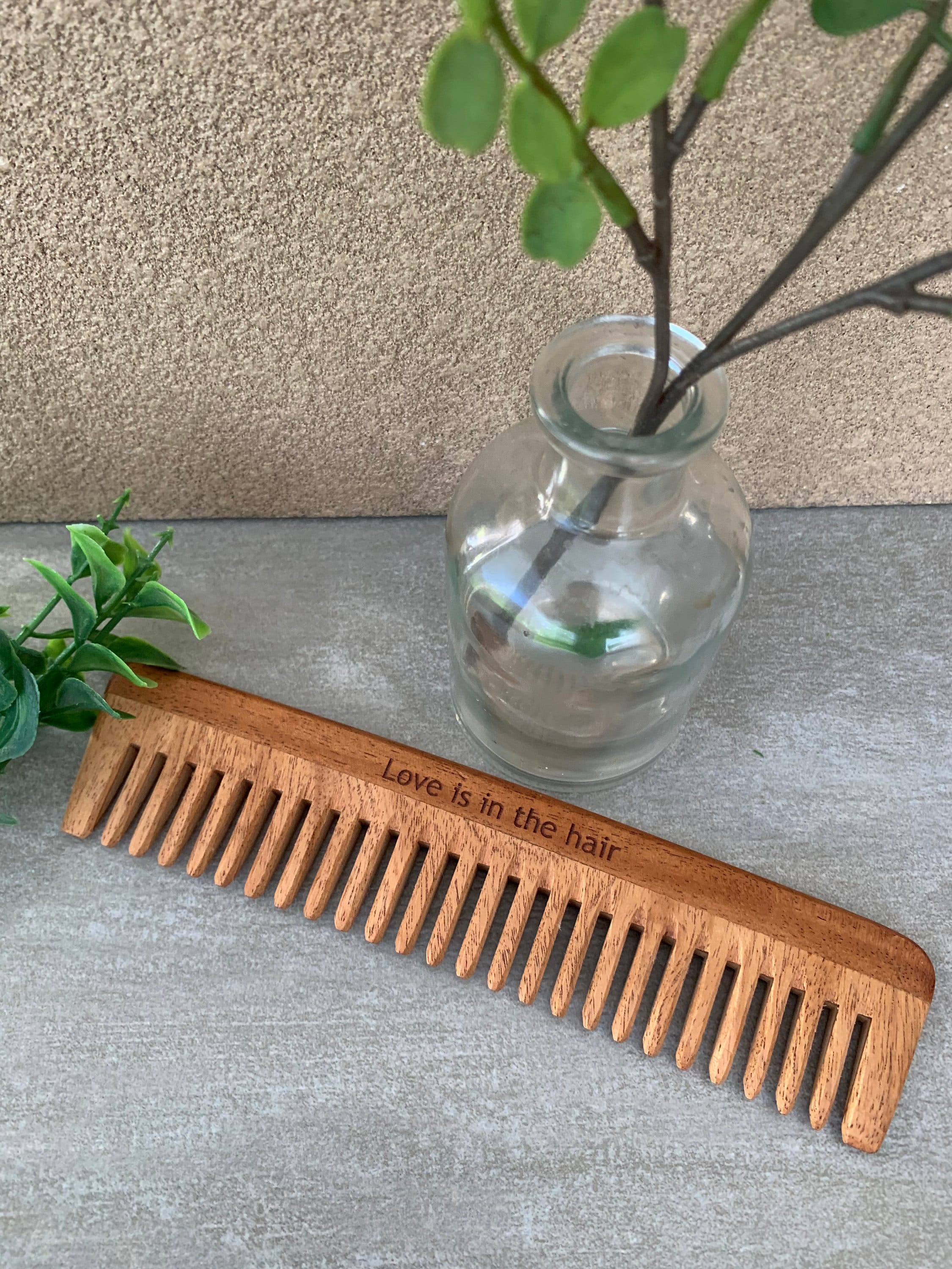 Wooden Comb Wooden Brush Wide Tooth Comb Handmade Rosewood Comb with Handle  - WC076