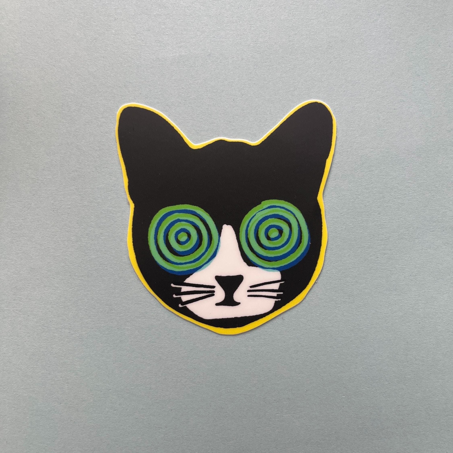 Hypnotic Cat Sticker | Trippy Black & White Cat With Spiral Eyes - Etsy