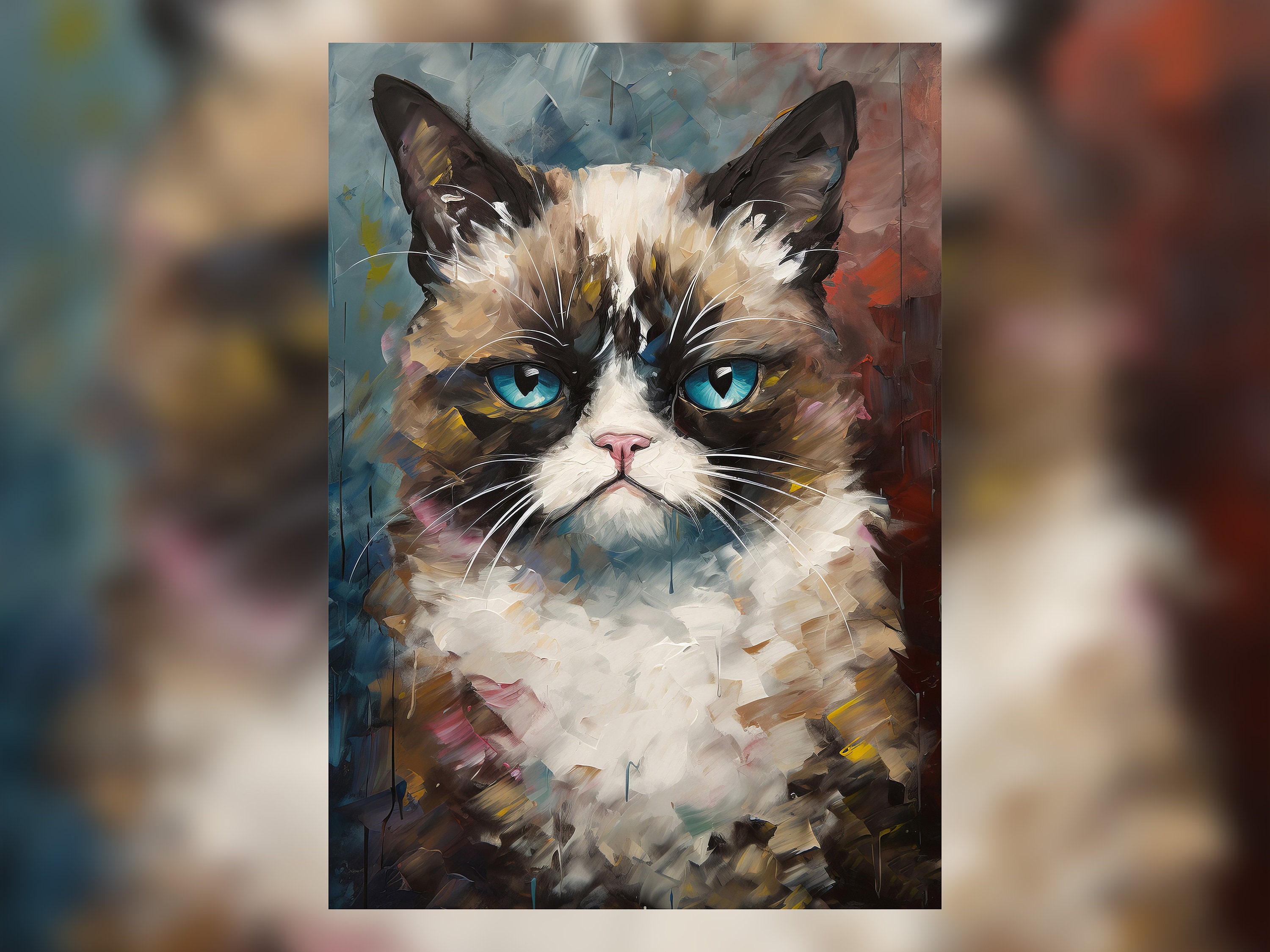 Oil painting of pastel renaissance painting of grumpy cat,by hsiao