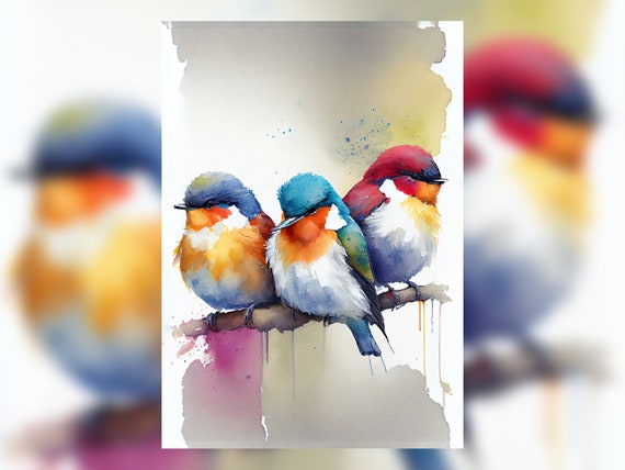 Artistic Bird Watercolor Print 5 x 7 - Charming Avian Art Decor