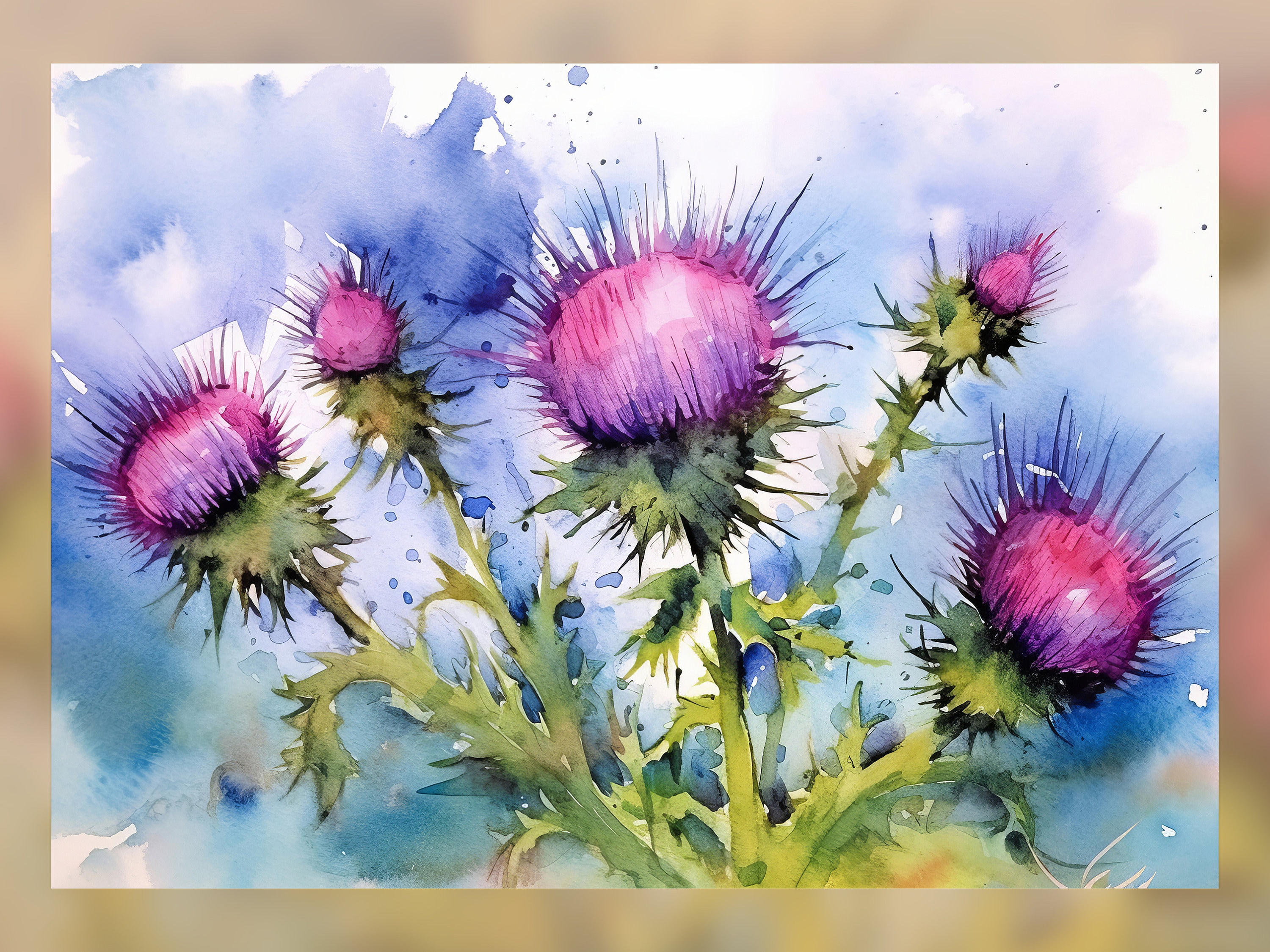 DIY Oil Painting Kit,Still Life with Thistle Bloom Painting by Paul Klee  Arts Craft for Home Wall Decor