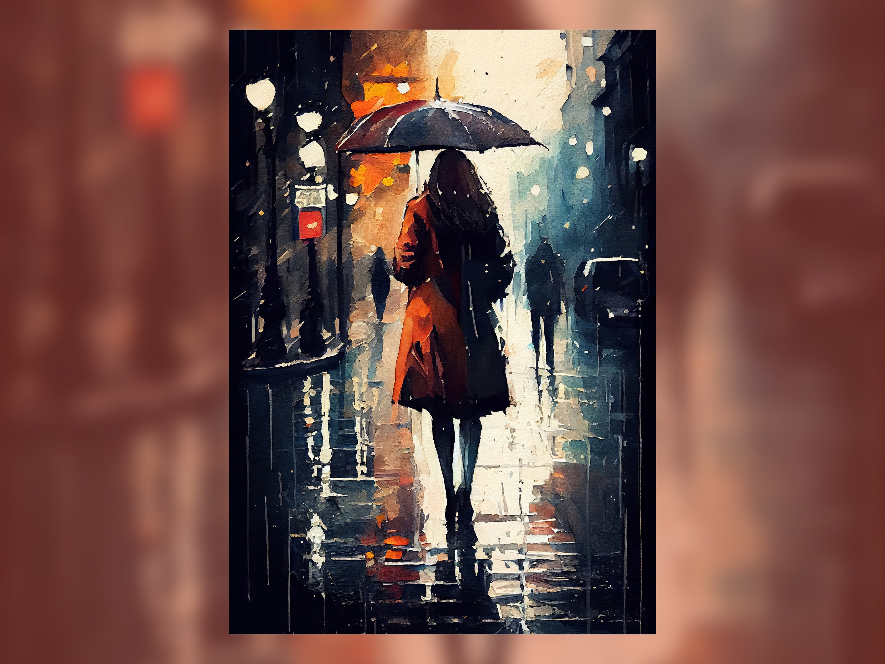 Walking in the Rain - rain painting by L.Afremov