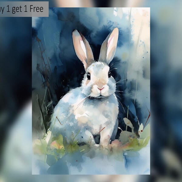 Rabbit Watercolor - Etsy