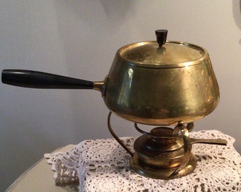 VINTAGE COPPER/ BRASS Fondue Pot With Stand 1960’s