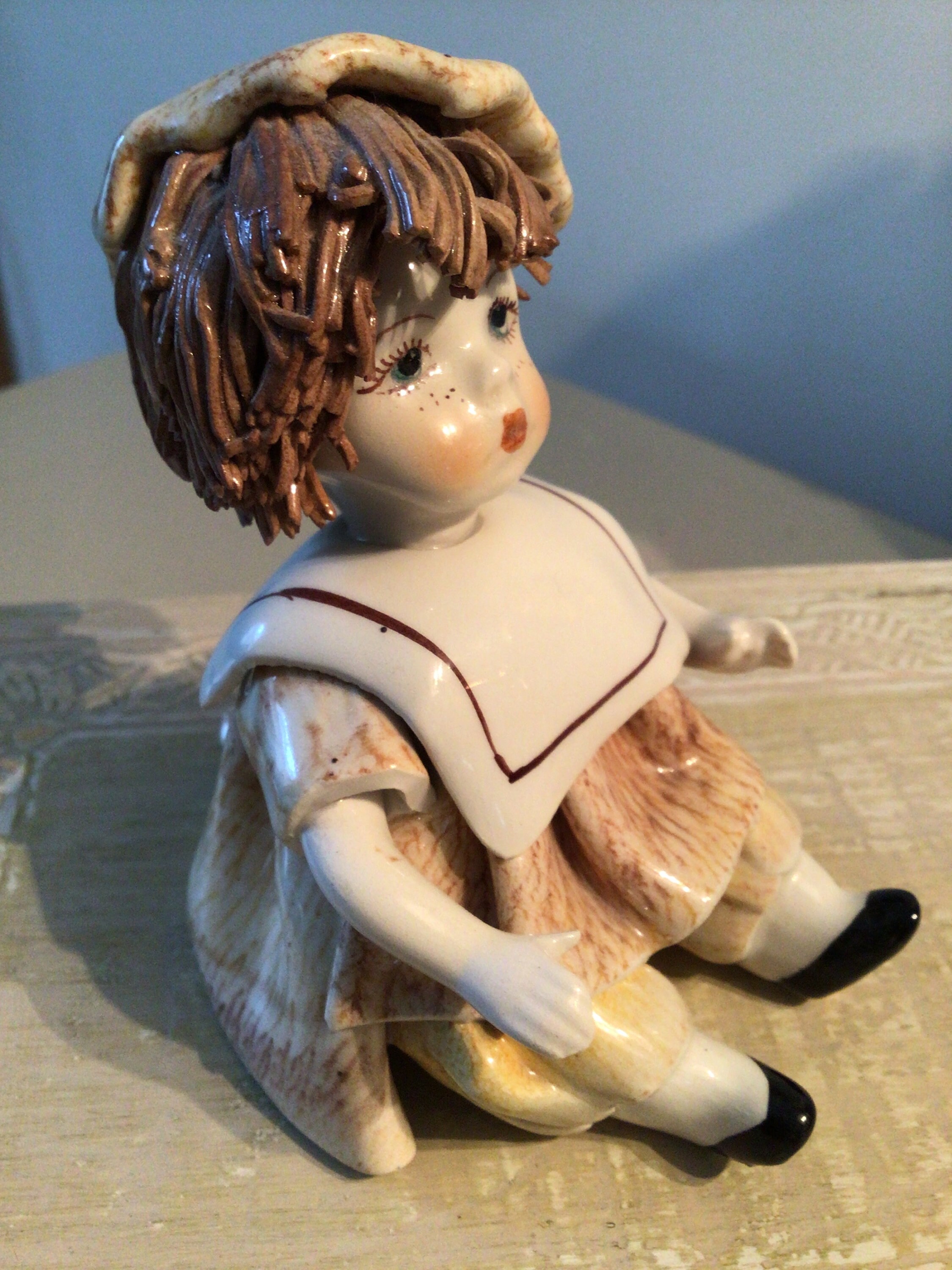 TWO VINTAGE PORCELAIN Dolls 4” Made in Italy and Signed