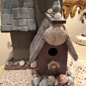 UNIQUE BIRDHOUSE DECORATED With Shells and Handpainted by Artist/ - Etsy
